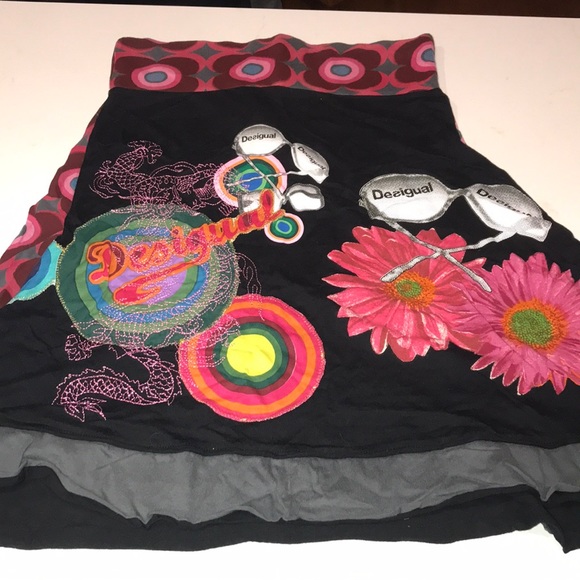 Desigual Skirt with gold and pink stitching - Picture 1 of 5